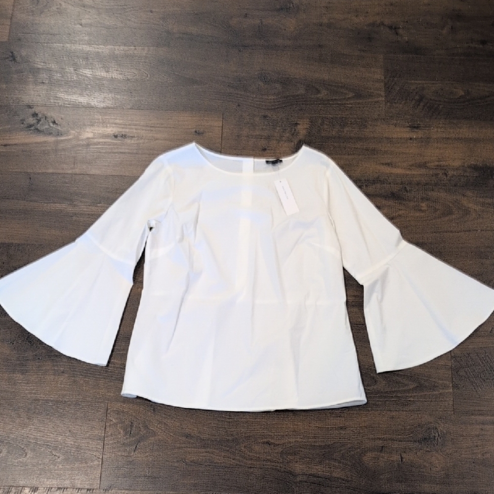 Ann Taylor White Flared Sleeve Blouse